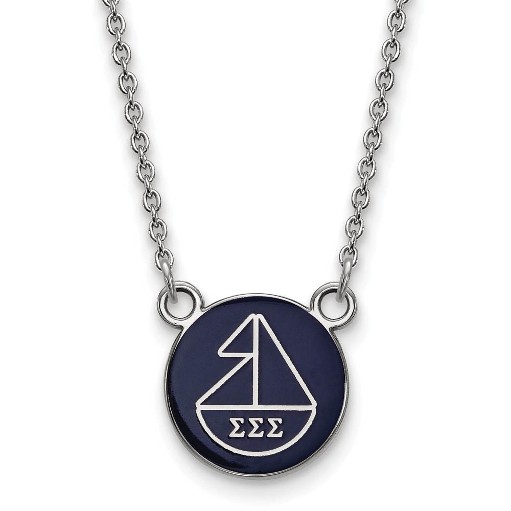 Sterling Silver Sigma Sigma Sigma Enamel Sailboat Disc Necklace