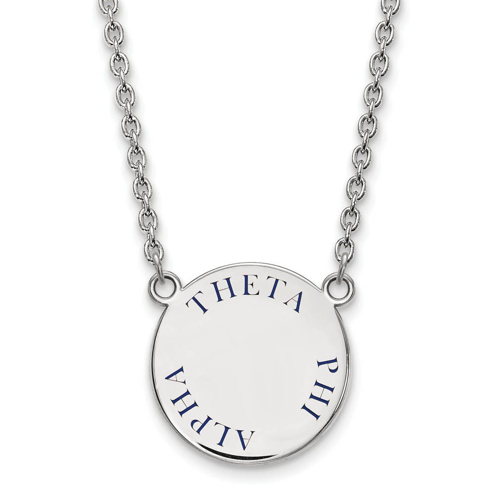Sterling Silver Theta Phi Alpha Blue Enamel Necklace