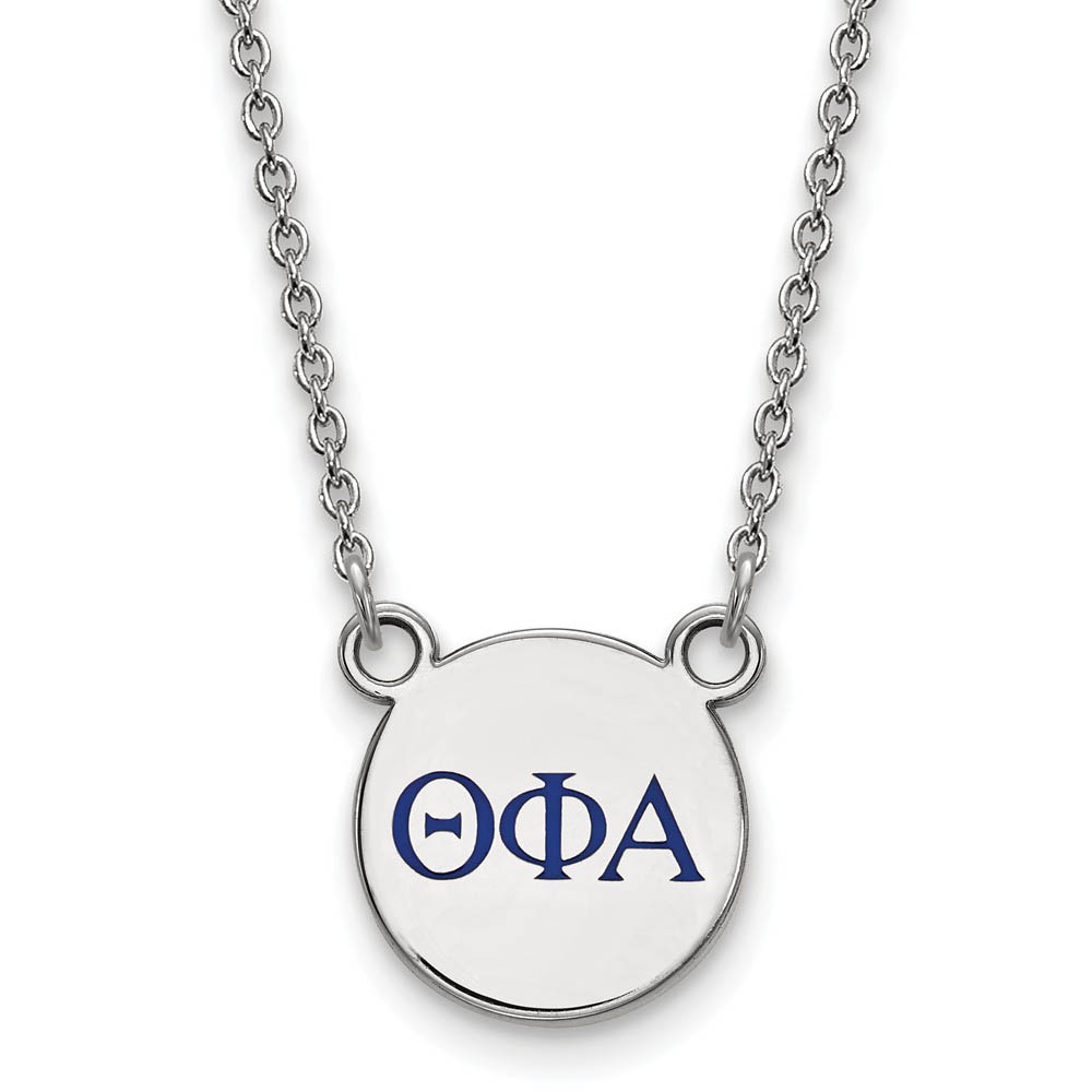Sterling Silver Theta Phi Alpha Blue Enamel Greek Necklace