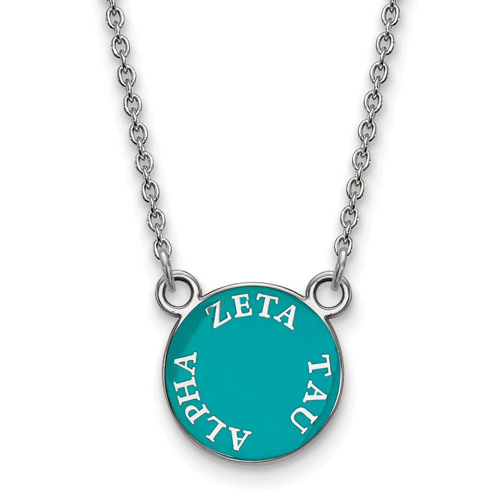 Sterling Silver Zeta Tau Alpha Enamel Disc Necklace
