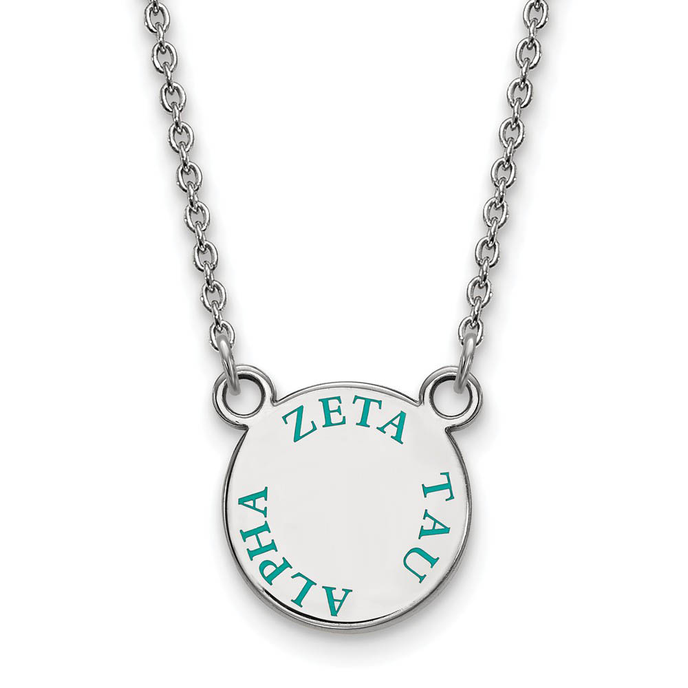 Sterling Silver Zeta Tau Alpha Turqouise Enamel Necklace