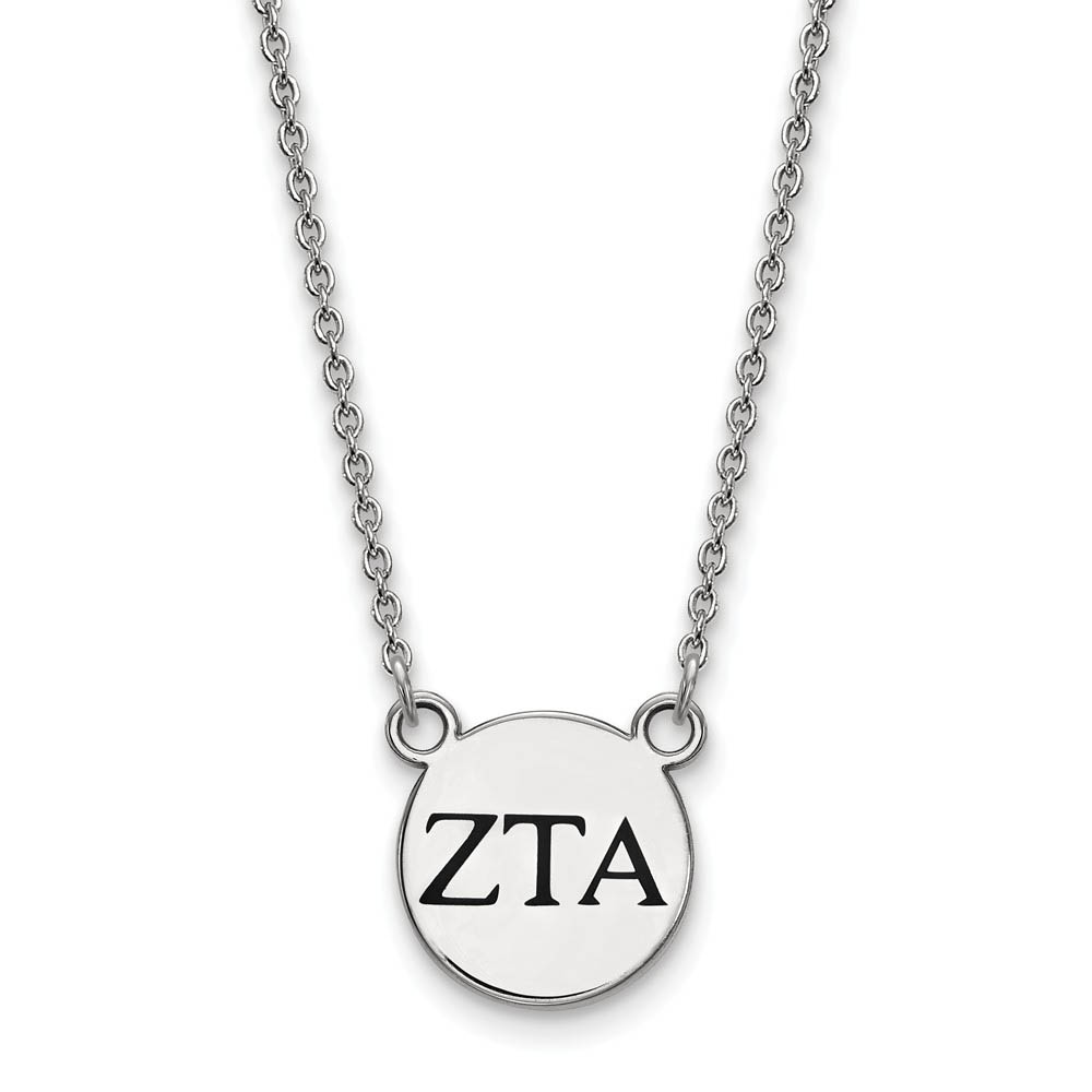 Sterling Silver Zeta Tau Alpha Enamel Greek Letters Necklace