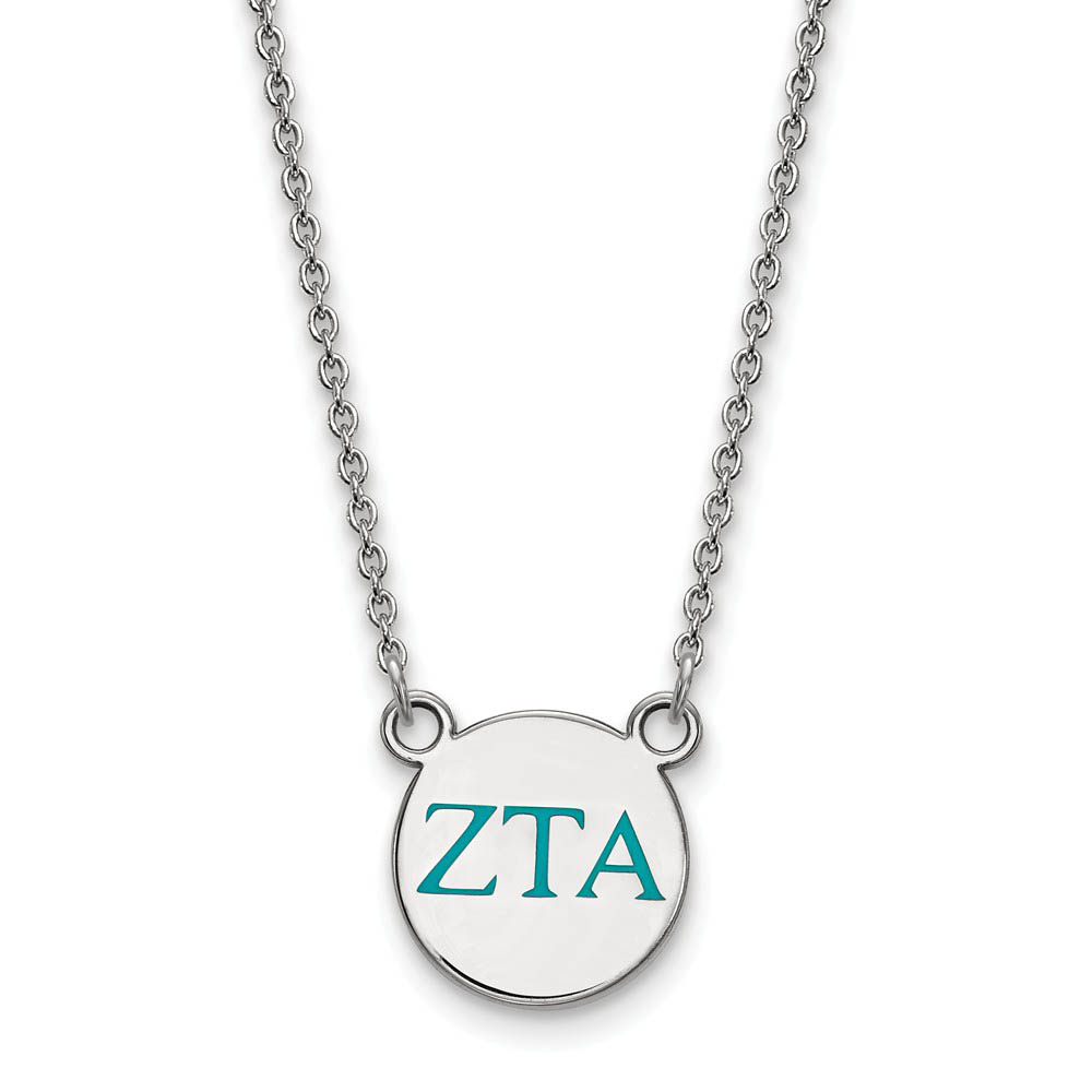 Sterling Silver Zeta Tau Alpha Turqouise Enamel Greek Necklace
