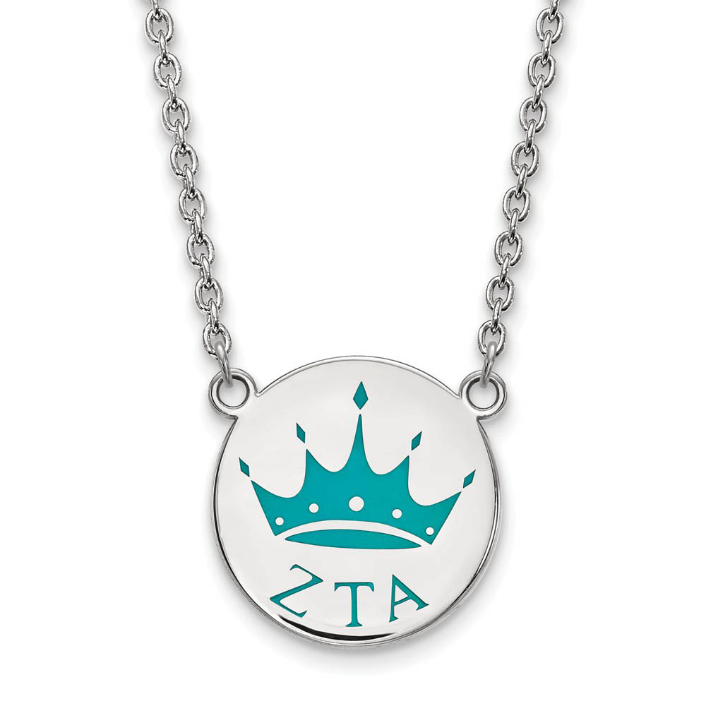 Sterling Silver Zeta Tau Alpha Enamel Necklace