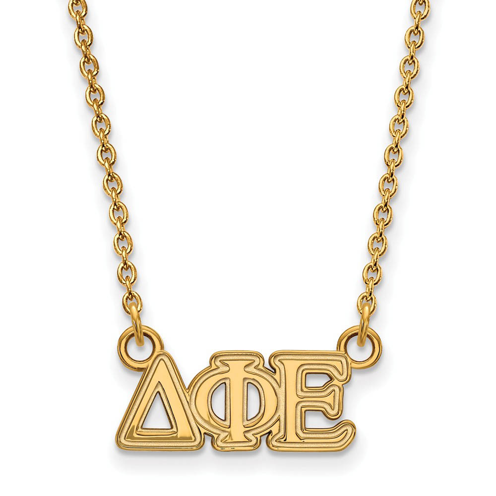 14K Plated Silver Delta Phi Epsilon (Tiny) Greek Letters Necklace