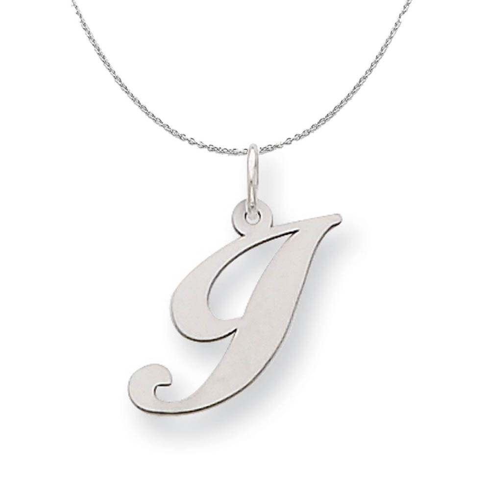 Silver, Ella Collection Fancy Script Initial I Necklace - 18 In