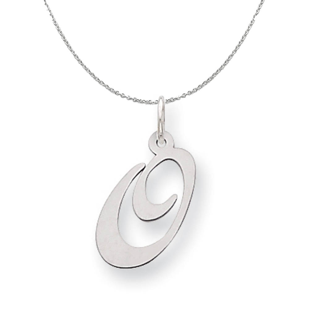 Silver, Ella Collection Fancy Script Initial O Necklace - 18 In