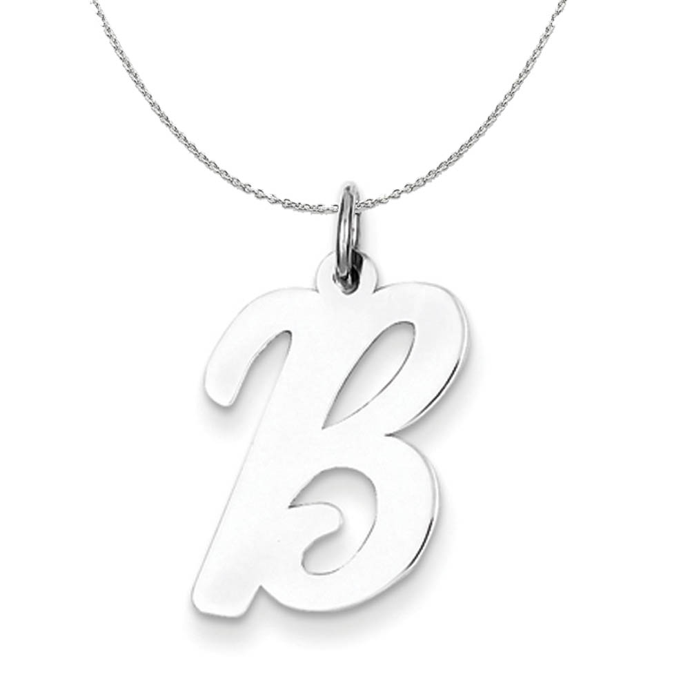 Silver Madison Collection LG Classic Script Initial B Necklace - 18 In