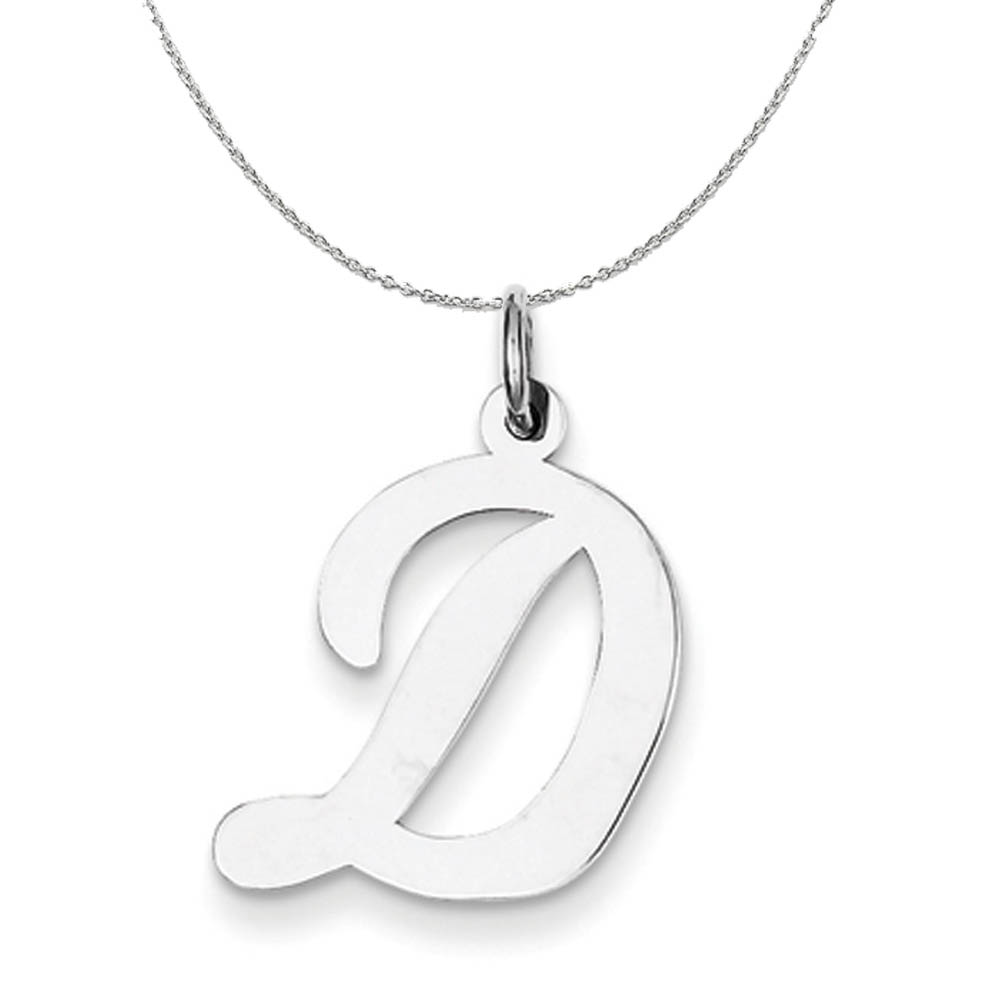Silver Madison Collection LG Classic Script Initial D Necklace - 18 In