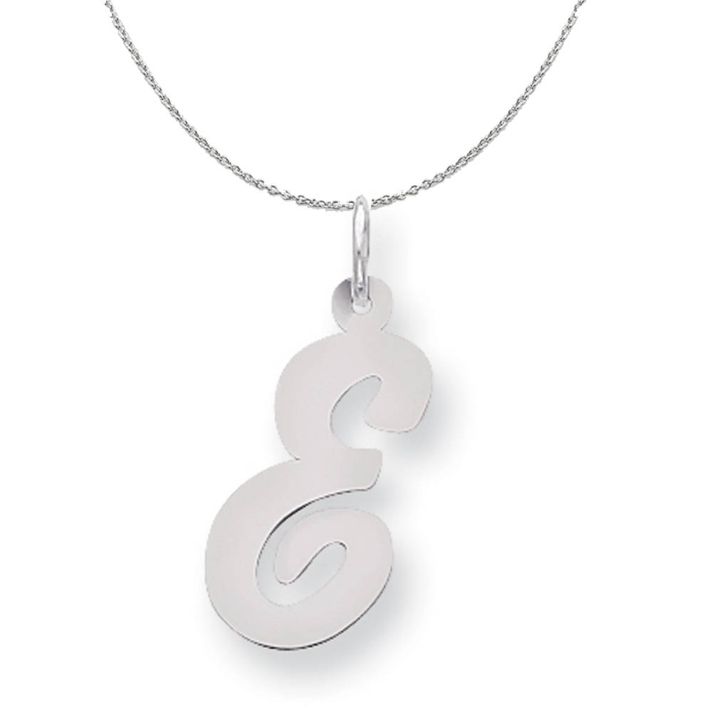 Silver Madison Collection LG Classic Script Initial E Necklace - 18 In