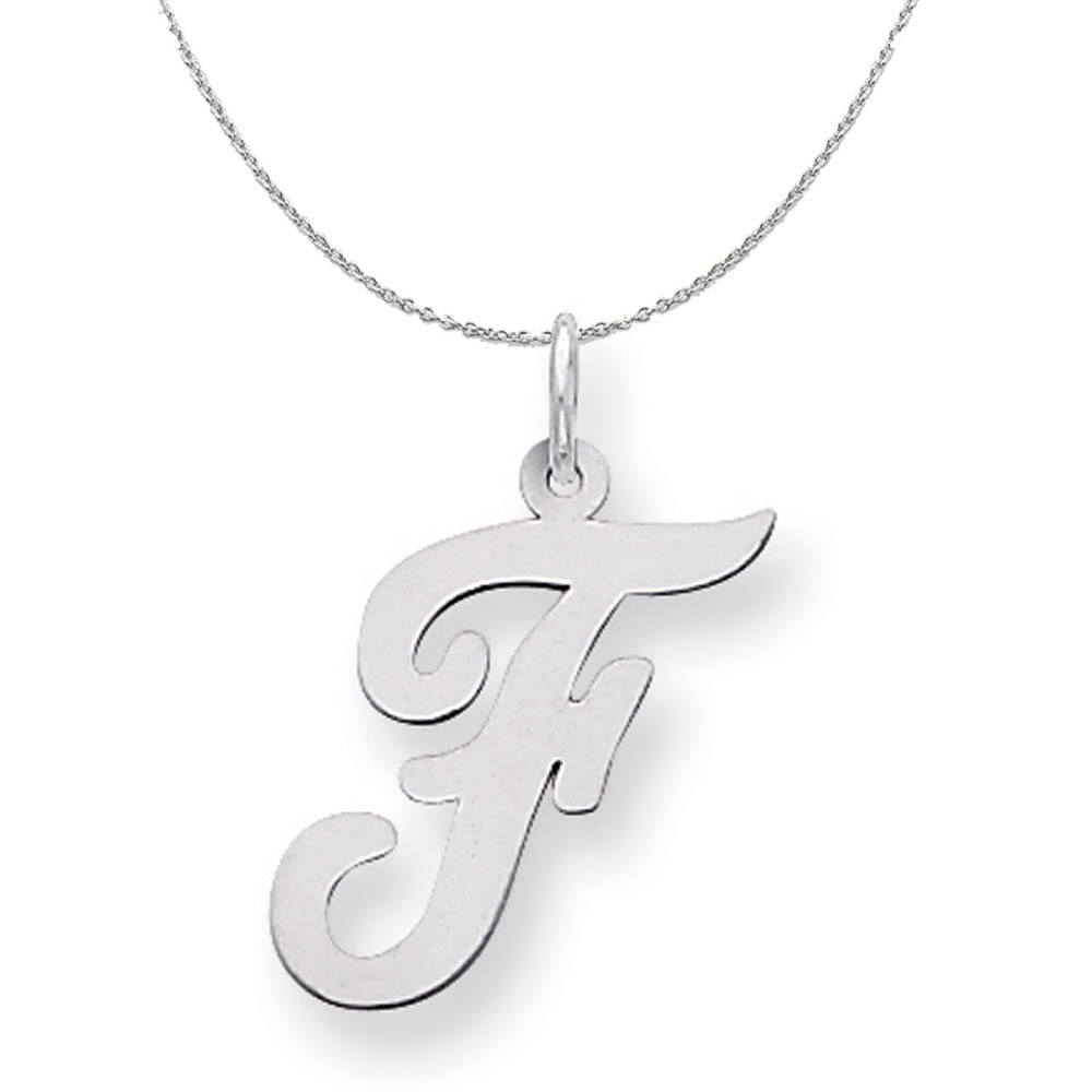 Silver Madison Collection LG Classic Script Initial F Necklace - 18 In