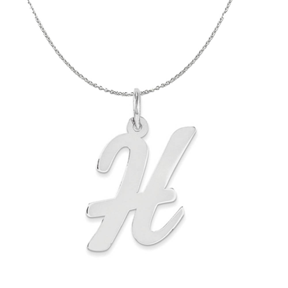 Silver Madison Collection LG Classic Script Initial H Necklace - 24 In