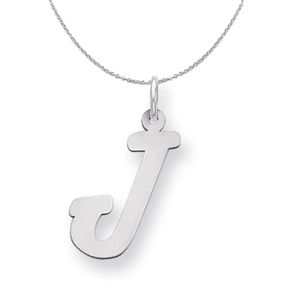 Silver Madison Collection LG Classic Script Initial J Necklace - 16 In