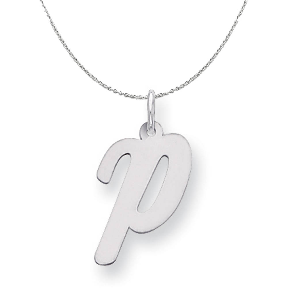 Silver Madison Collection LG Classic Script Initial P Necklace - 18 In