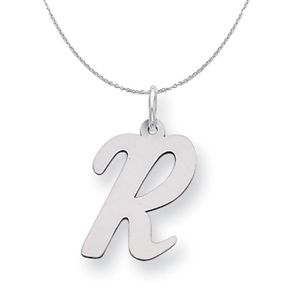 Silver Madison Collection LG Classic Script Initial R Necklace - 20 In