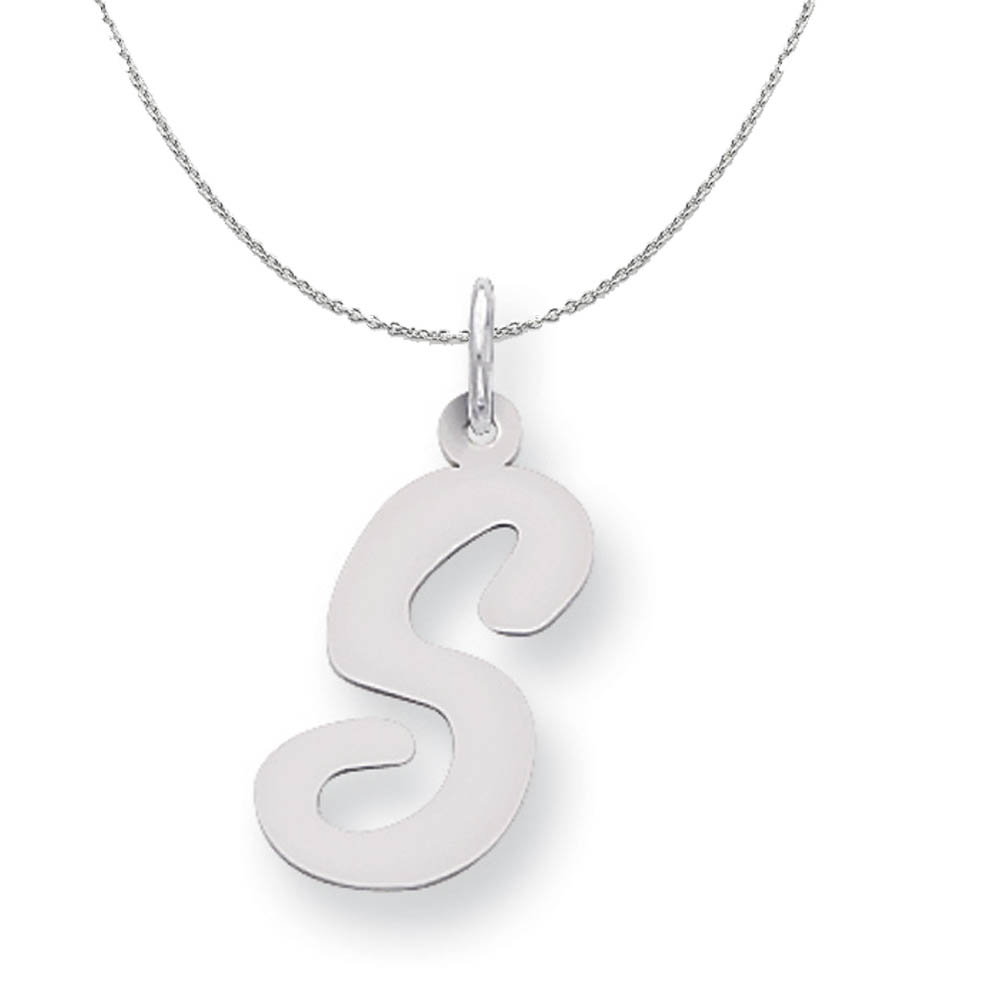 Silver Madison Collection LG Classic Script Initial Necklace - 16 In