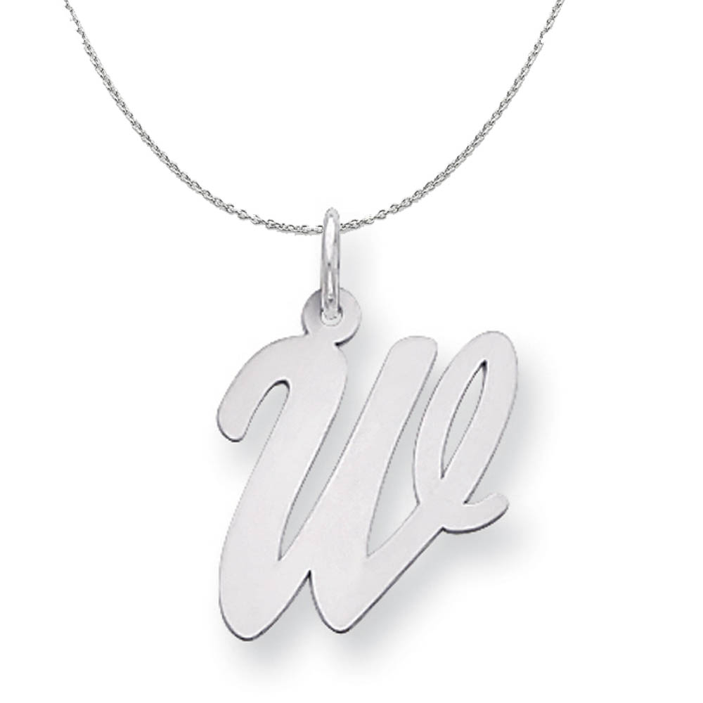 Silver Madison Collection LG Classic Script Initial W Necklace - 18 In