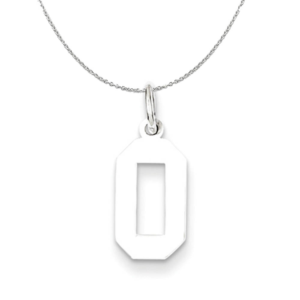 Silver, Athletic Collection, Polished Number 0 Necklace - 20 In
