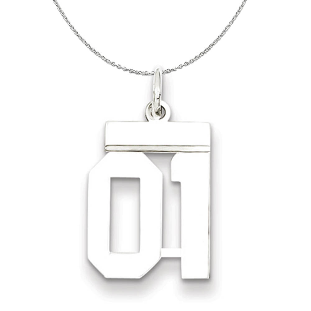 Silver, Athletic Collection, Polished Number 01 Necklace