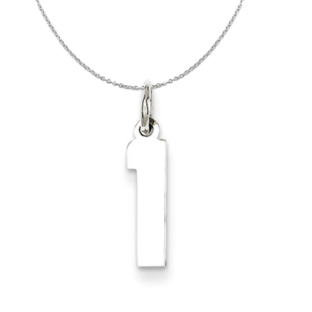 Silver, Athletic Collection, Polished Number 1 Necklace - 20 In