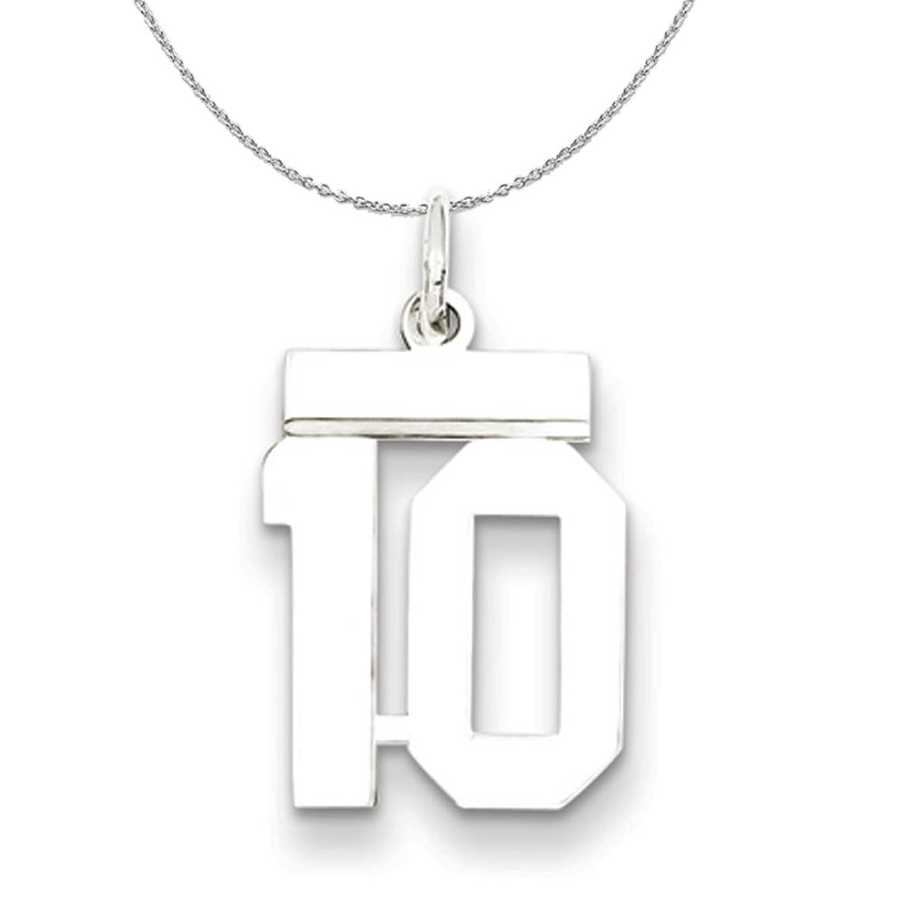 Silver, Athletic Collection, Polished Number 10 Necklace