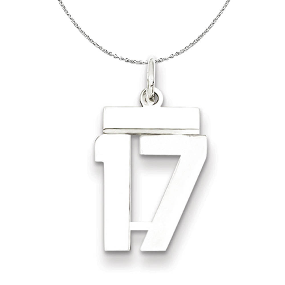 Silver, Athletic Collection, Polished Number 17 Necklace
