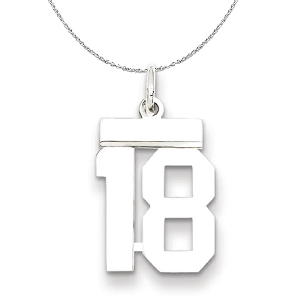 Silver, Athletic Collection, Polished Number 18 Necklace