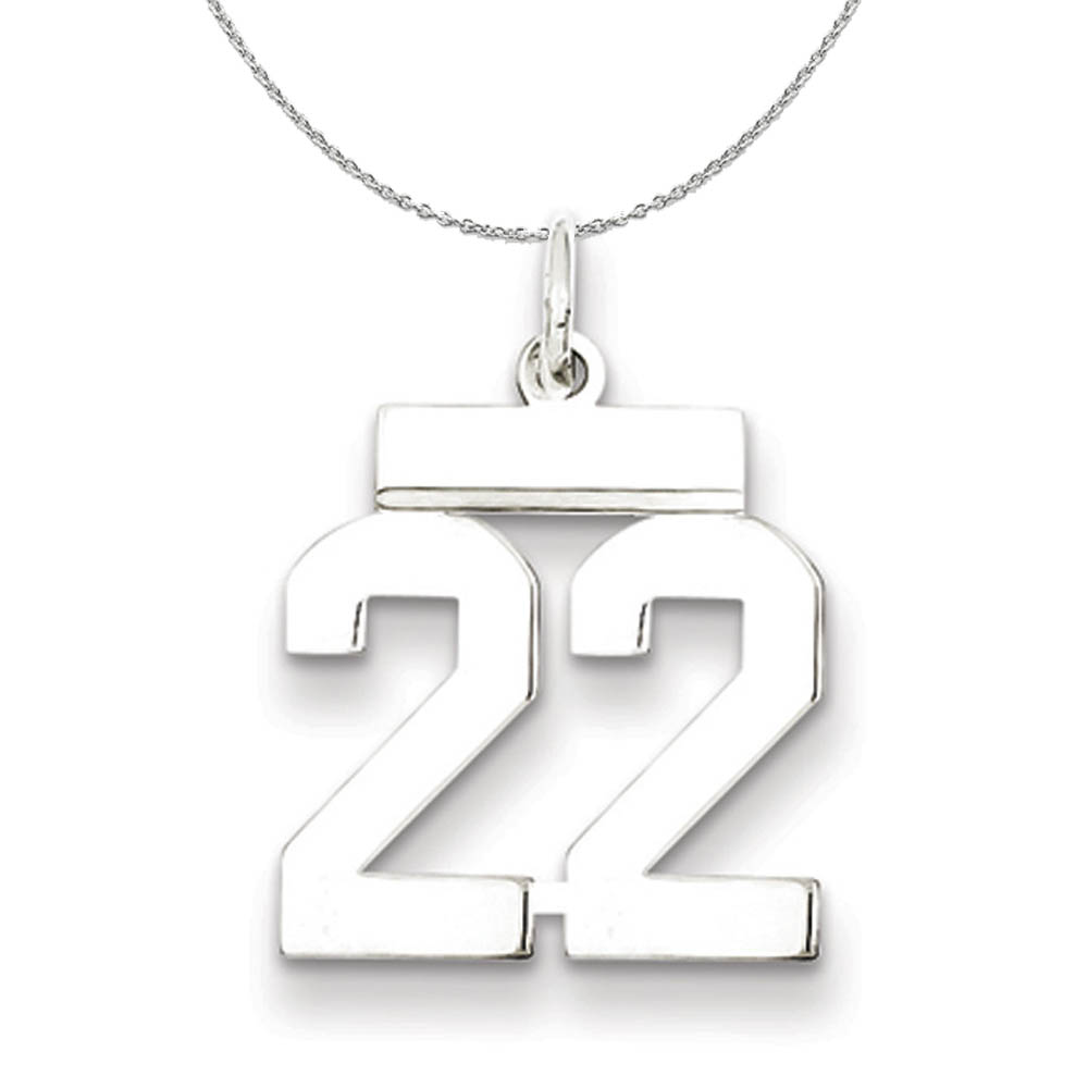 Silver, Athletic Collection, Polished Number 22 Necklace