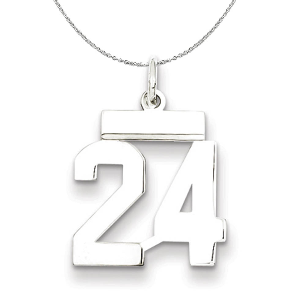 Silver, Athletic Collection, Polished Number 24 Necklace