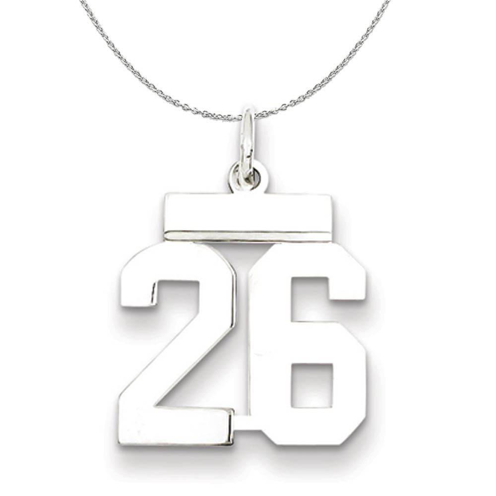 Silver, Athletic Collection, Polished Number 26 Necklace