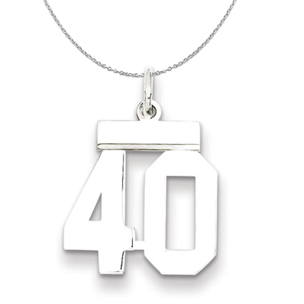 Silver, Athletic Collection, Polished Number 40 Necklace - 18 In