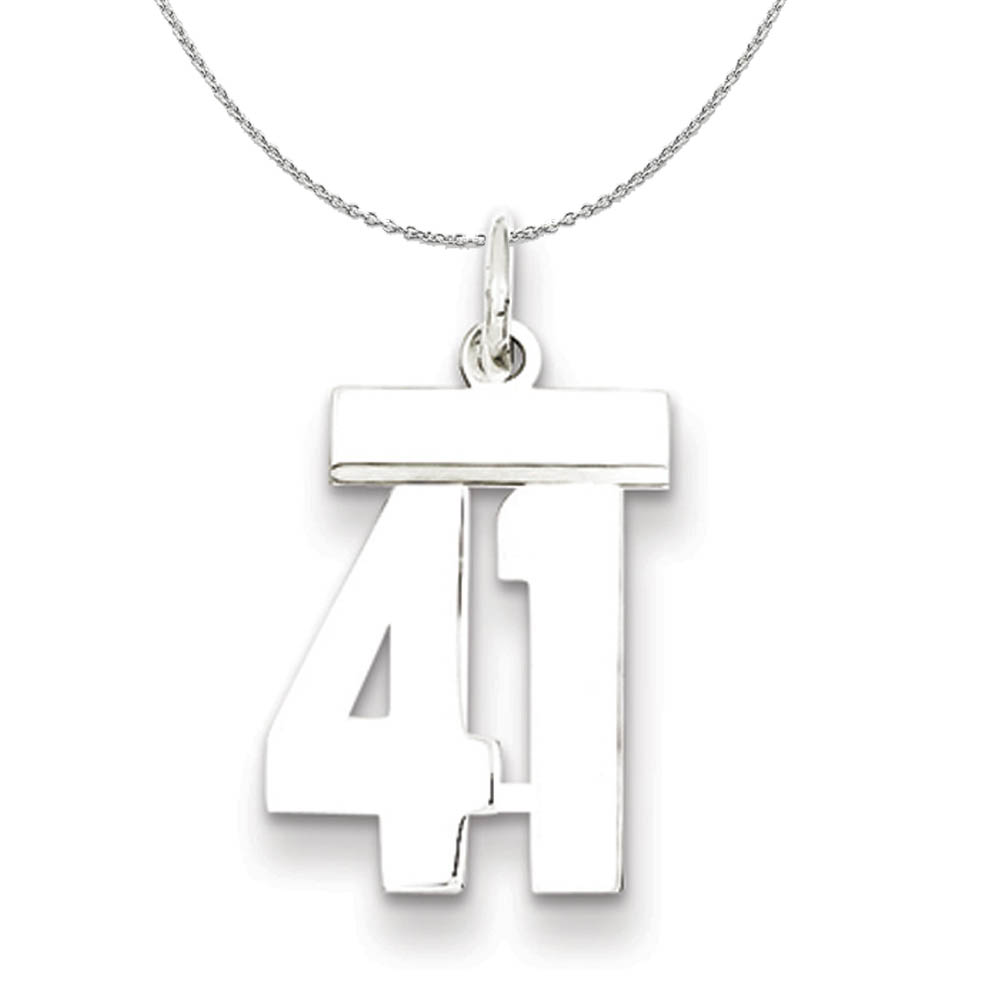 Silver, Athletic Collection, Polished Number 41 Necklace - 18 In