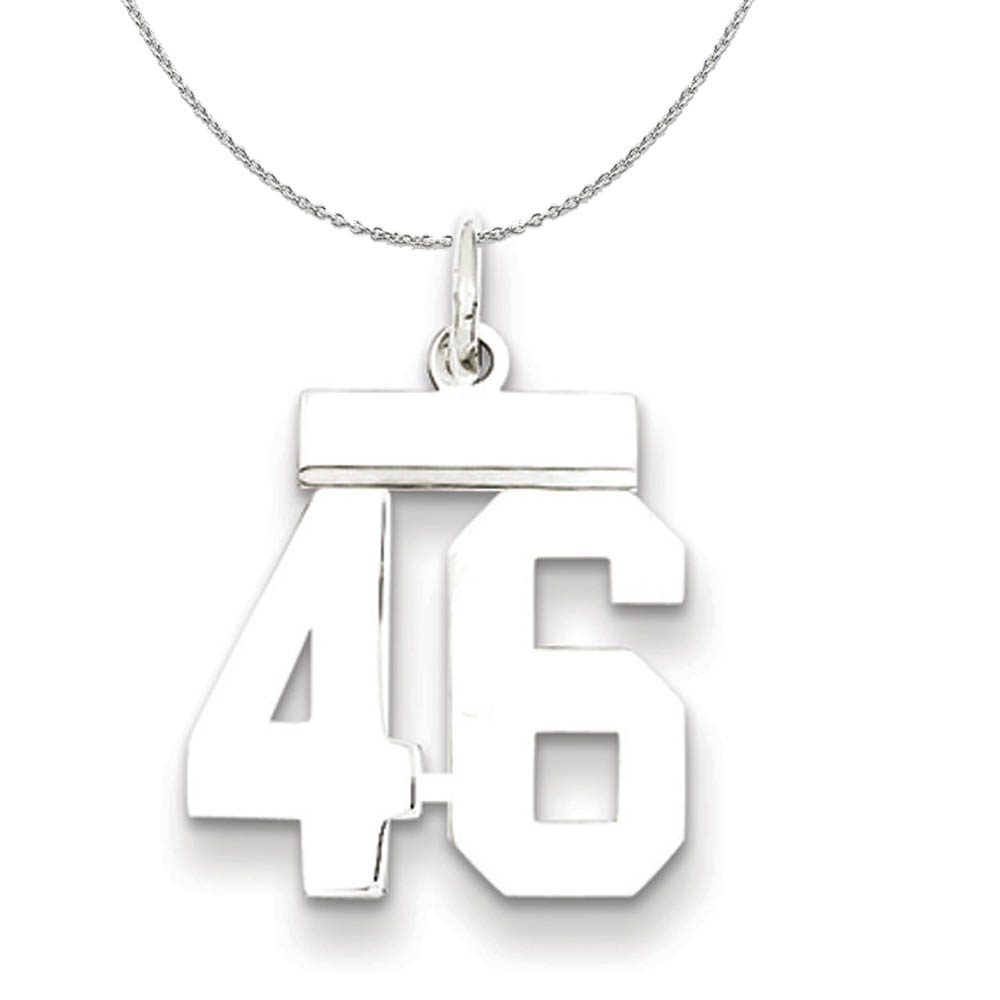 Silver, Athletic Collection, Polished Number 46 Necklace - 24 In