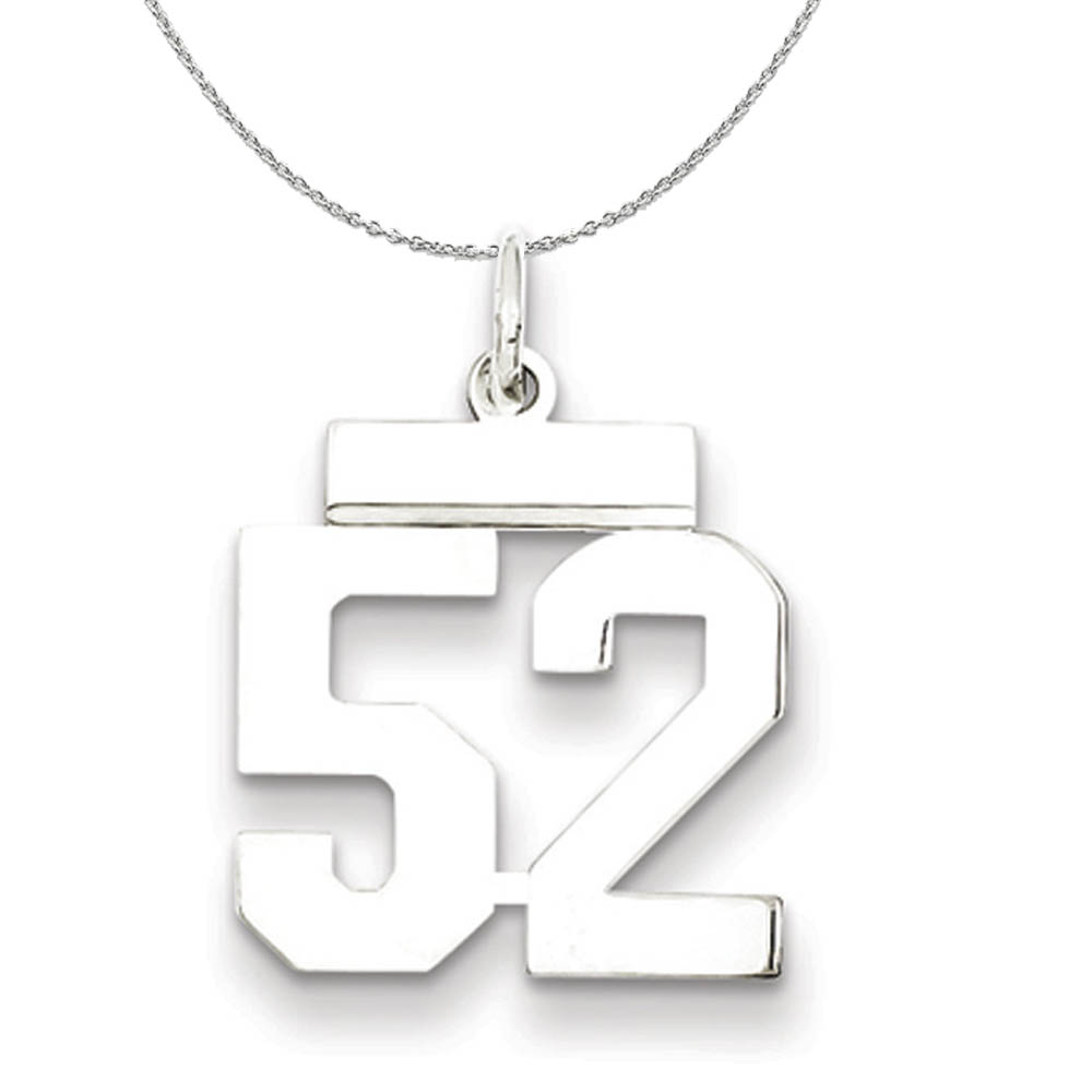 Silver, Athletic Collection, Polished Number 52 Necklace