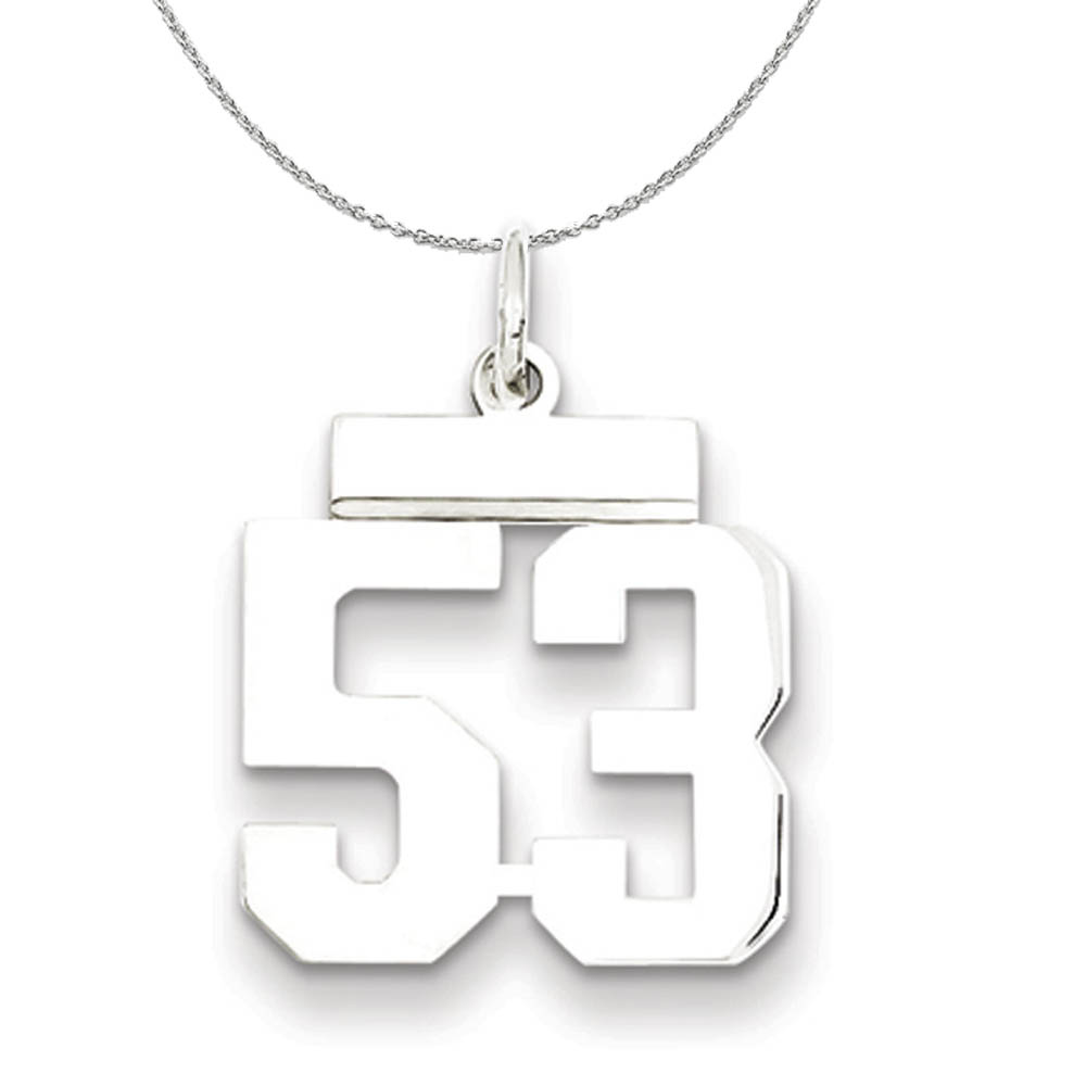 Silver, Athletic Collection, Polished Number 53 Necklace - 24 In