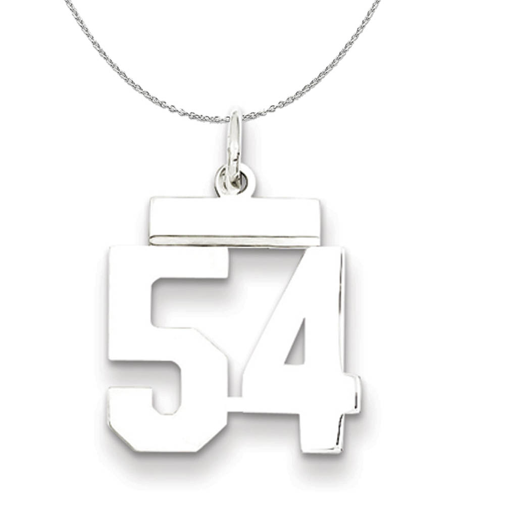 Silver, Athletic Collection, Polished Number 54 Necklace - 20 In