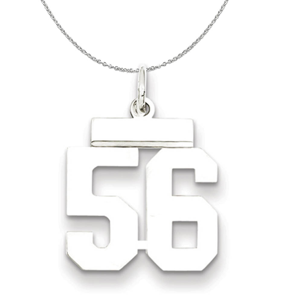 Silver, Athletic Collection, Polished Number 56 Necklace