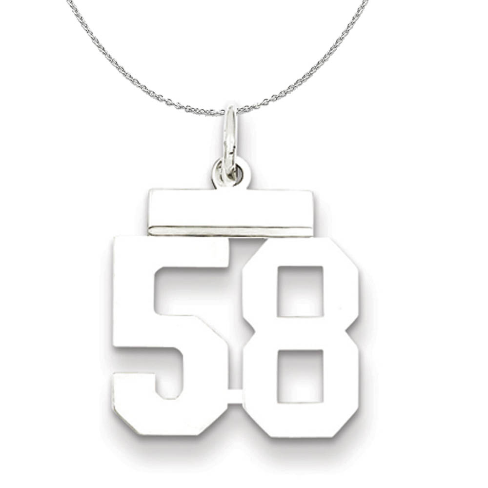 Silver, Athletic Collection, Polished Number 58 Necklace - 18 In