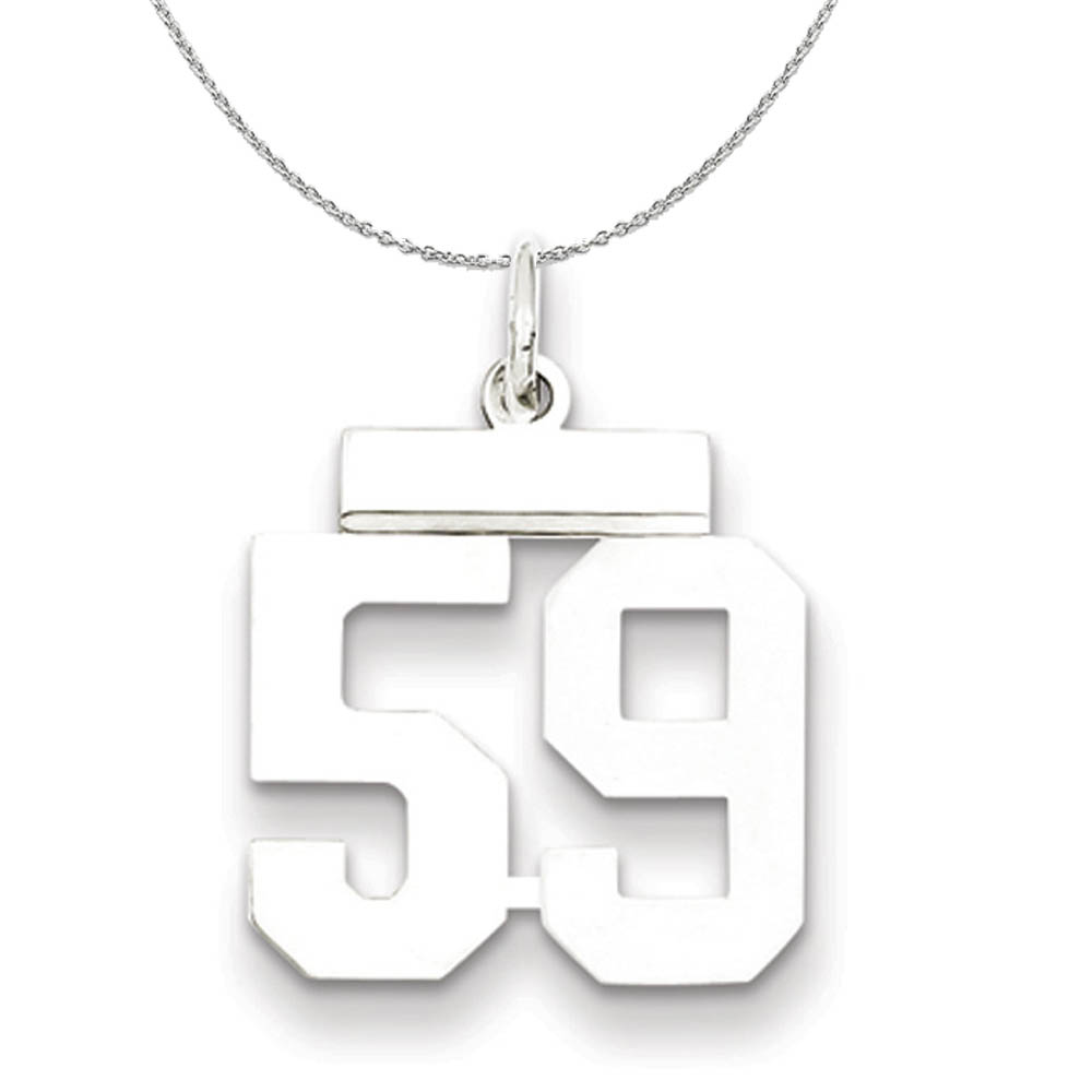 Silver, Athletic Collection, Polished Number 59 Necklace - 24 In
