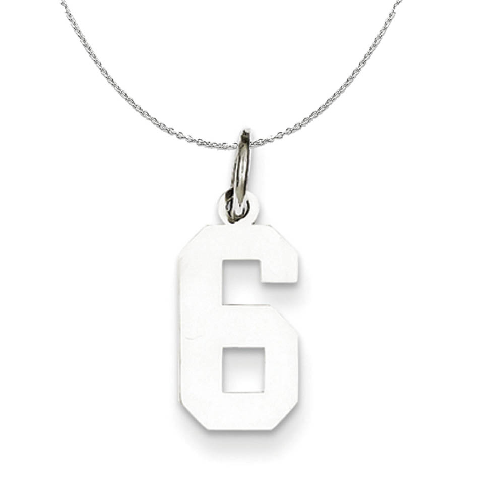 Silver, Athletic Collection, Polished Number 6 Necklace - 18 In