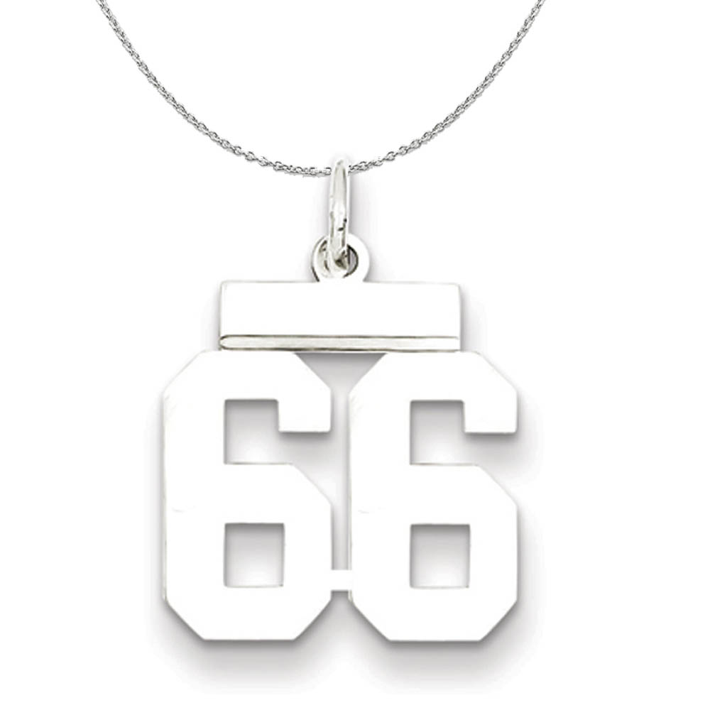 Silver, Athletic Collection, Polished Number 66 Necklace