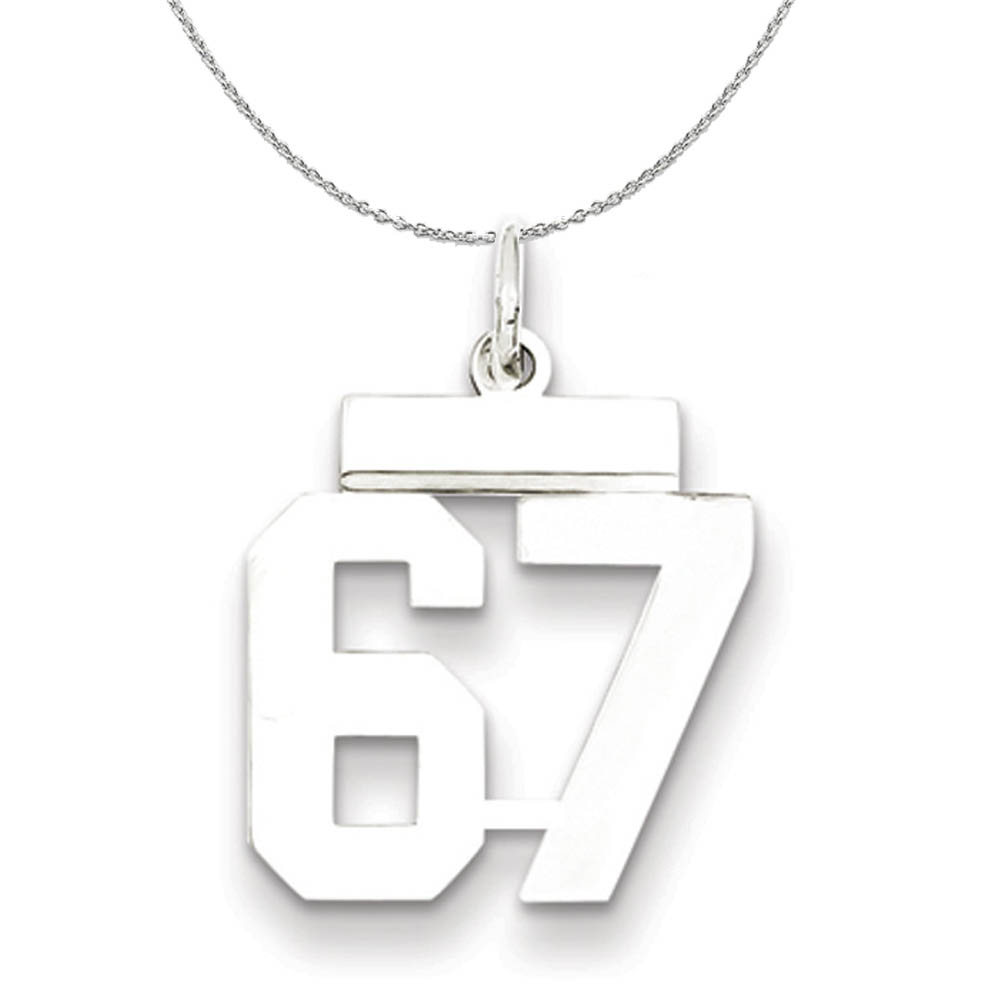 Silver, Athletic Collection, Polished Number 67 Necklace