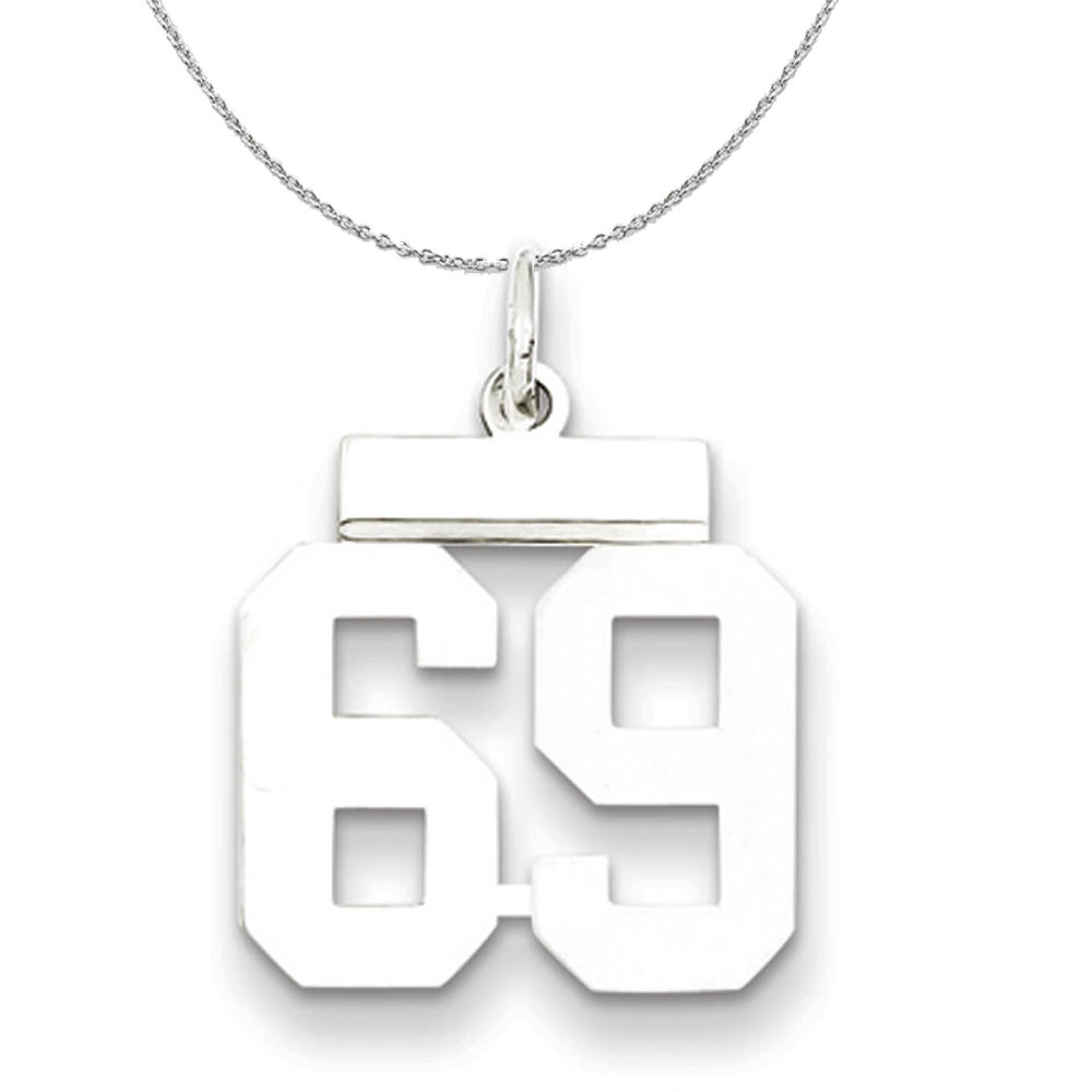 Silver, Athletic Collection, Polished Number 69 Necklace