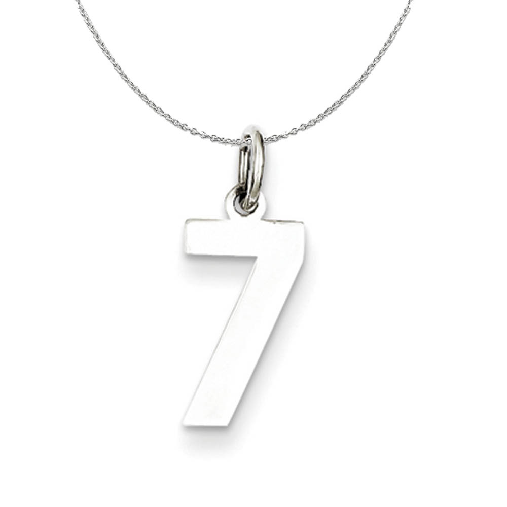 Silver, Athletic Collection, Polished Number 7 Necklace - 20 In