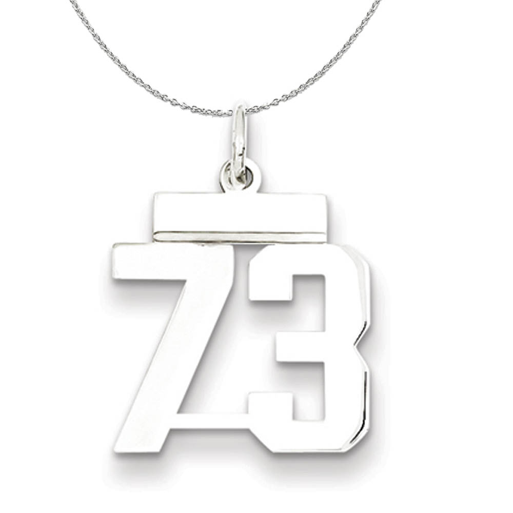 Silver, Athletic Collection, Polished Number 73 Necklace - 18 In