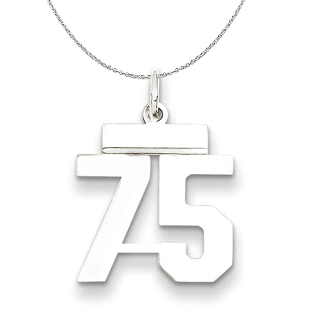 Silver, Athletic Collection, Polished Number 75 Necklace