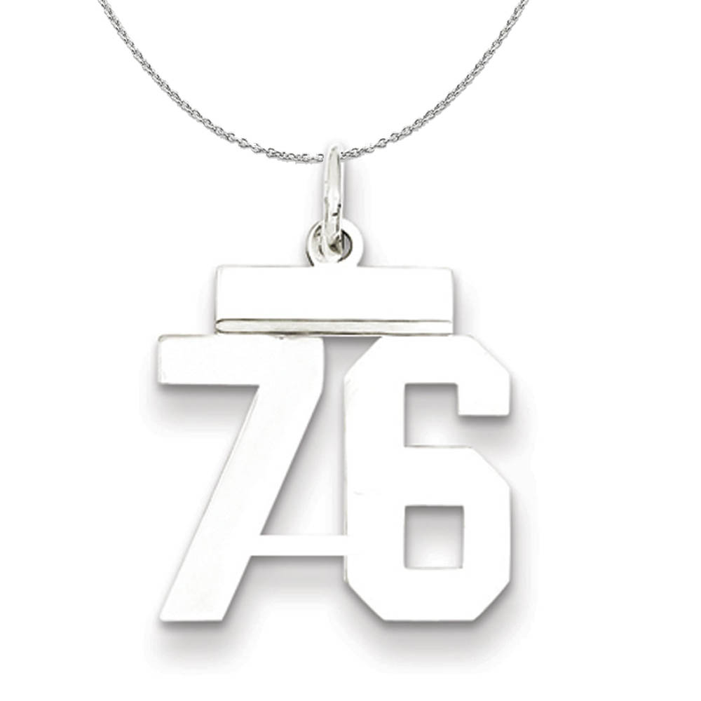 Silver, Athletic Collection, Polished Number 76 Necklace