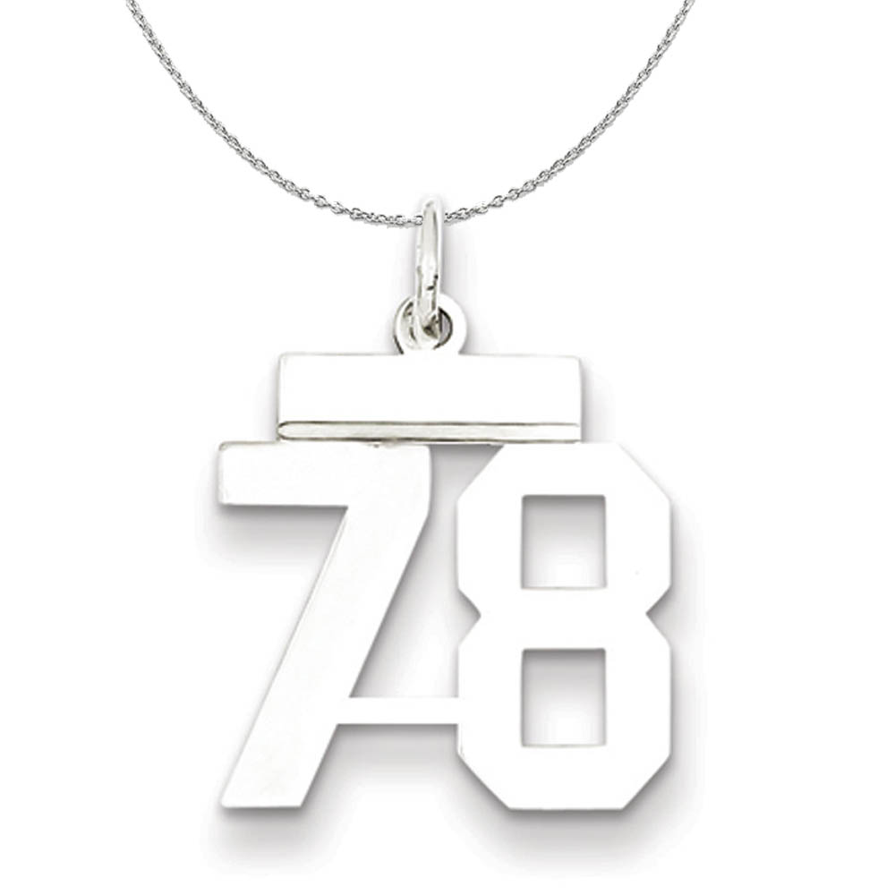 Silver, Athletic Collection, Polished Number 78 Necklace