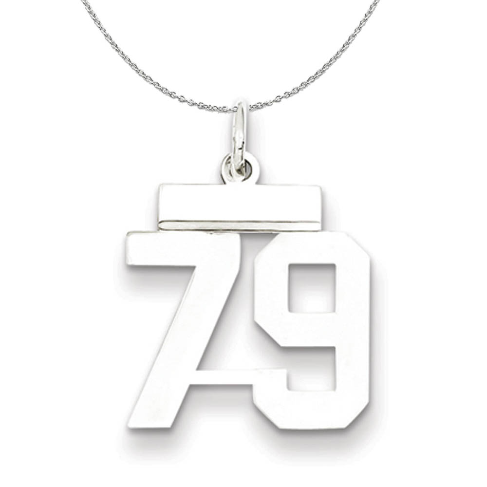 Silver, Athletic Collection, Polished Number 79 Necklace - 16 In