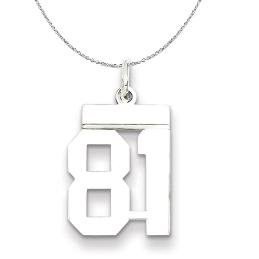 Silver, Athletic Collection, Polished Number 81 Necklace - 20 In